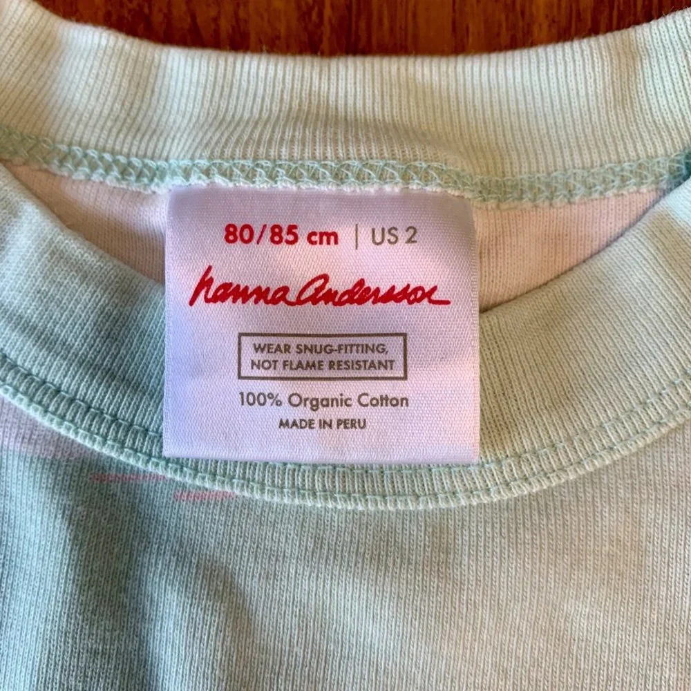 HANNA ANDERSSON Girls Pajamas 2 2T 80/85 Swan Cotton Long John PJs Toddler Girl - Picture 10 of 10